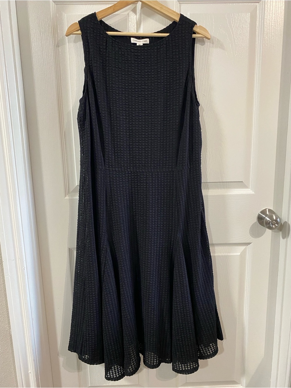 NWOT Y2K WMNS 16 Coldwater Creek black Textured Sleeveless A-Line Flare Dress